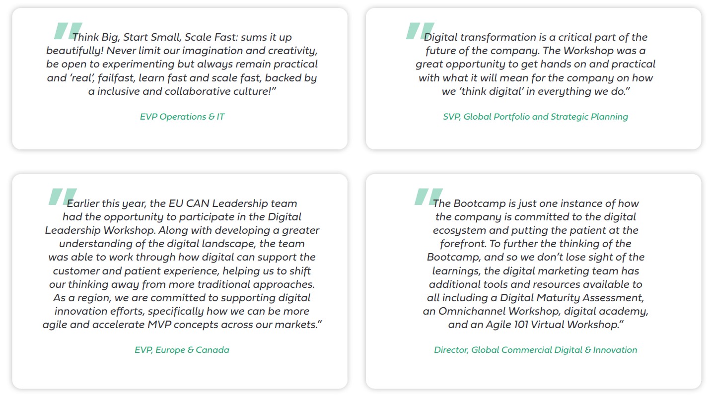 Testimonials from a European Pharmaceutical's company